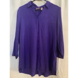 Chico's‎ Size 1 Top Purple 3/4 Length Sleeves